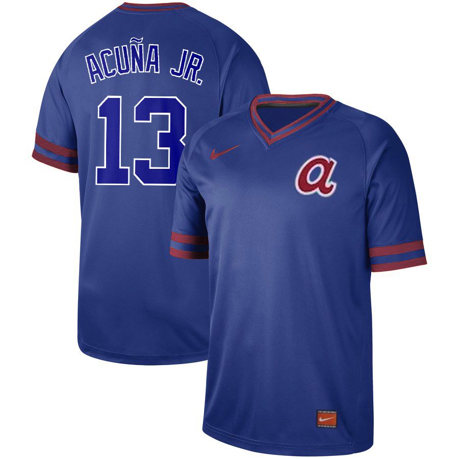 2019 Men MLB Atlanta Braves #13 Acuna Jr blue Nike Cooperstown Collection Jerseys->atlanta braves->MLB Jersey